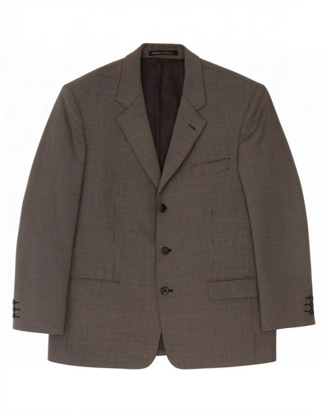 Jaqueta blazer masculina de 3 botões Marks & Spencer Reino Unido 44 XL cinza guingão nova lã