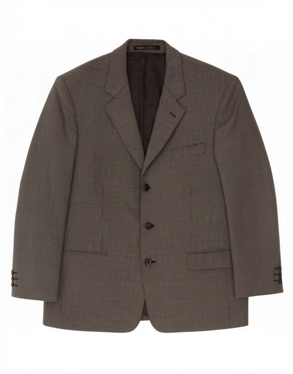 Jaqueta blazer masculina de 3 botões Marks & Spencer Reino Unido 44 XL cinza guingão nova lã