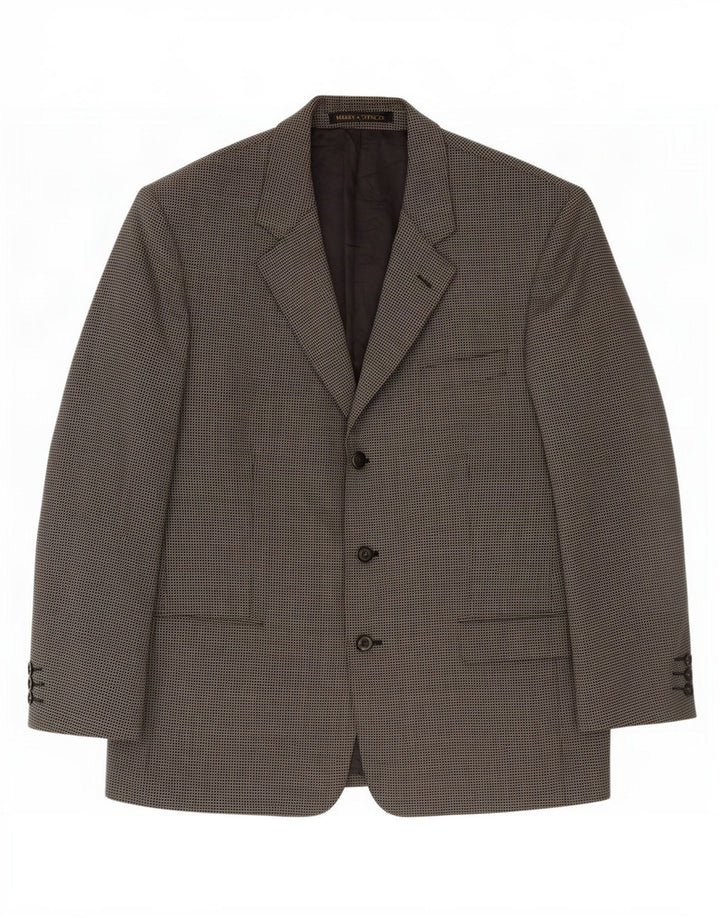 Jaqueta blazer masculina de 3 botões Marks & Spencer Reino Unido 44 XL cinza guingão nova lã