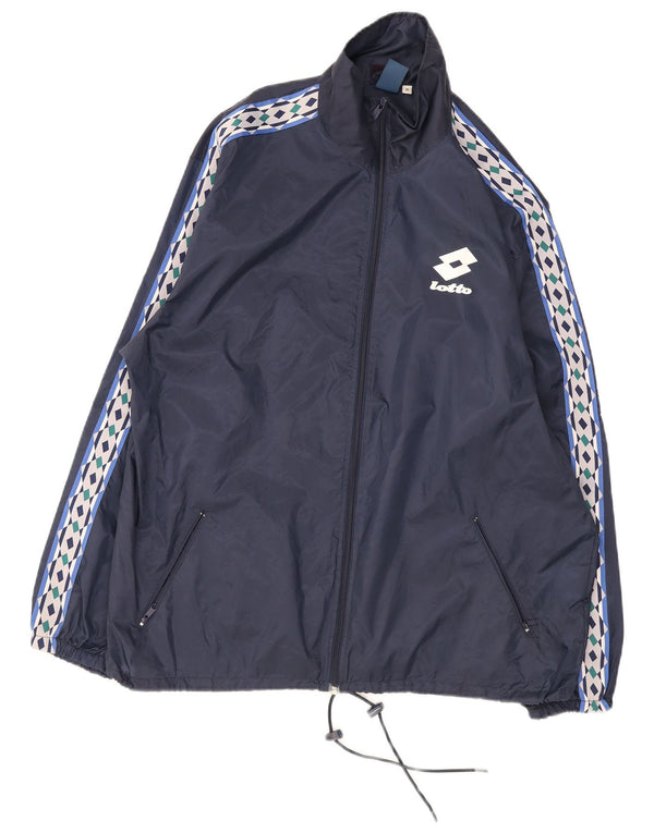 Jaqueta de chuva masculina Lotto UK 38 médio azul marinho colorblock nylon