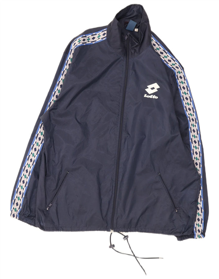Jaqueta de chuva masculina Lotto UK 38 médio azul marinho colorblock nylon