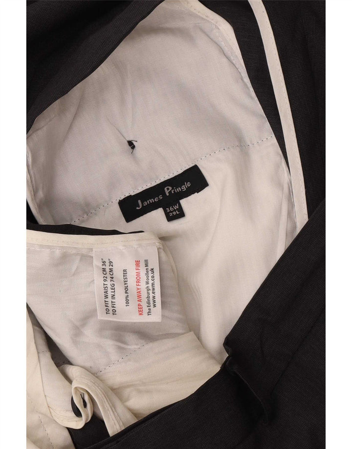 Calça masculina James Pringle de terno reto W36 L29 poliéster cinza