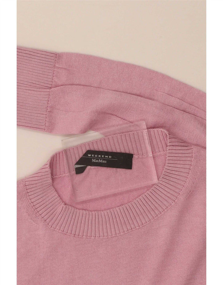 Suéter feminino Max Mara com gola redonda, Reino Unido 14, rosa médio