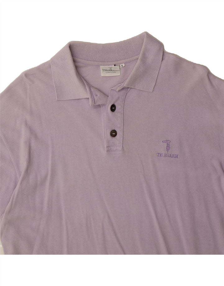 TRUSSARDI Mens Polo Shirt Medium Purple Cotton Vintage Trussardi and Second-Hand Trussardi from Messina Hembry 