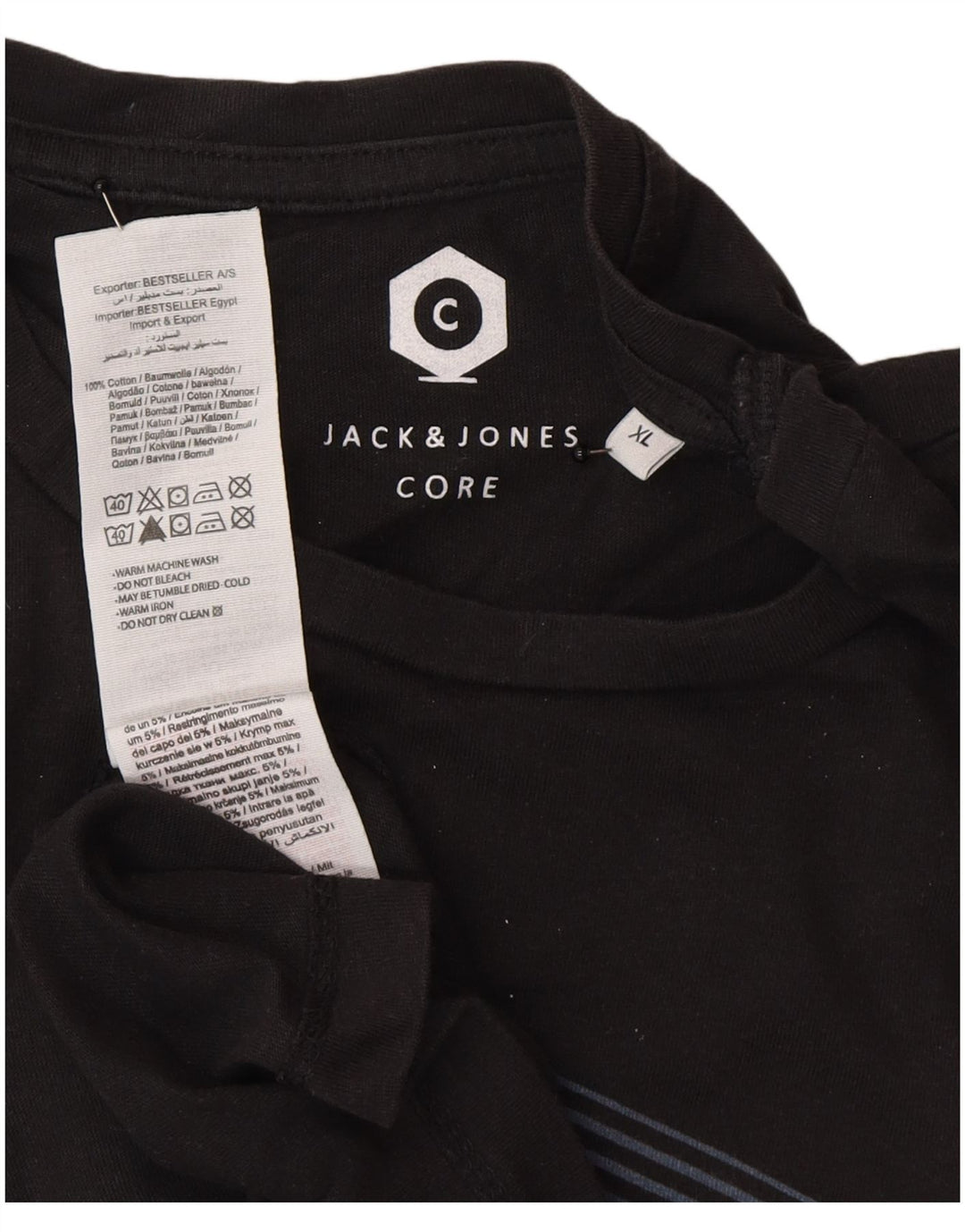 Camiseta masculina Jack & Jones XL algodão preto