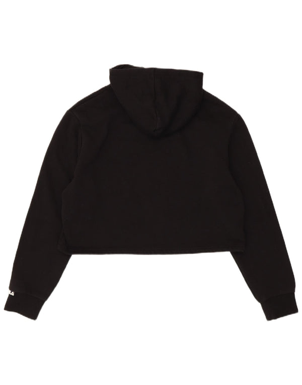 Fila Womens Crop Hoodie Jumper UK 12 Médio Algodão Preto