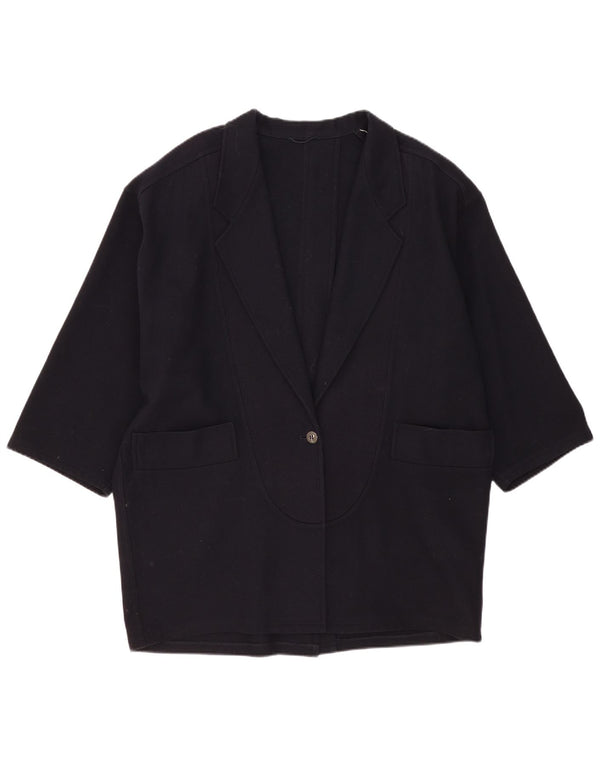 Jaqueta Blazer Feminina Vintage Longline 1 Botão Reino Unido 22 3XL Azul Marinho