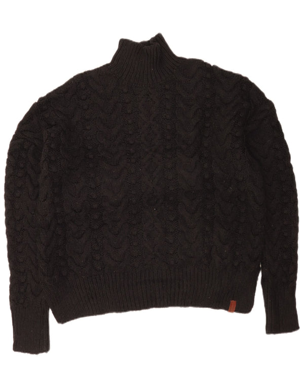 Superdry Suéter feminino superdimensionado com gola de tartaruga Reino Unido 10 pequeno preto