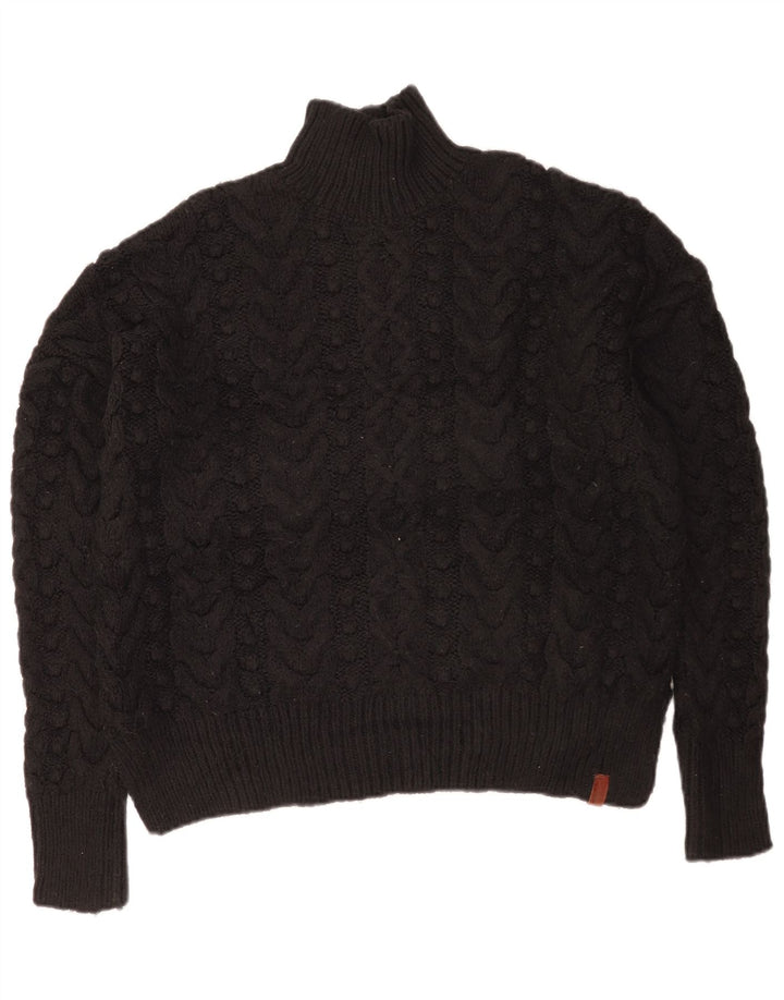 Superdry Suéter feminino superdimensionado com gola de tartaruga Reino Unido 10 pequeno preto