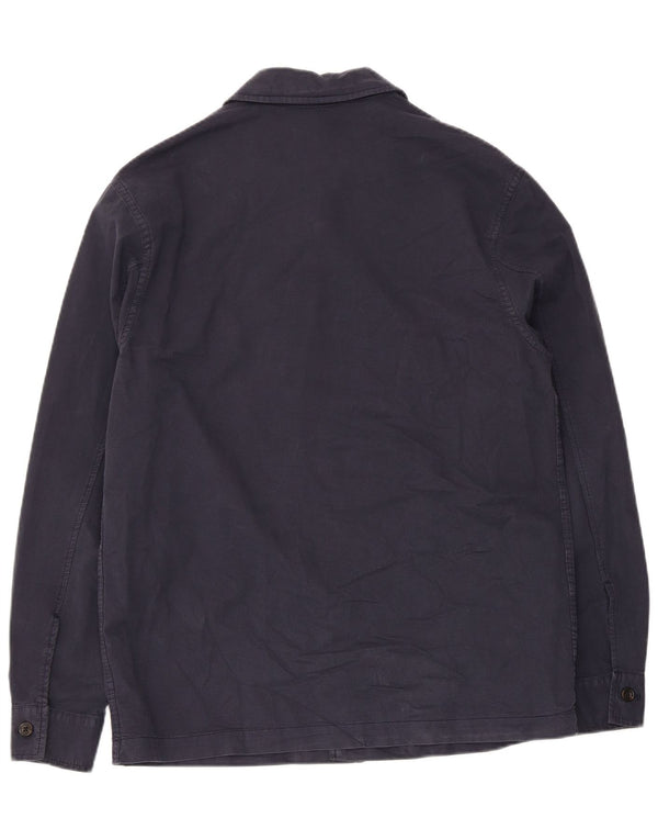 Zara Camisa masculina média azul marinho algodão