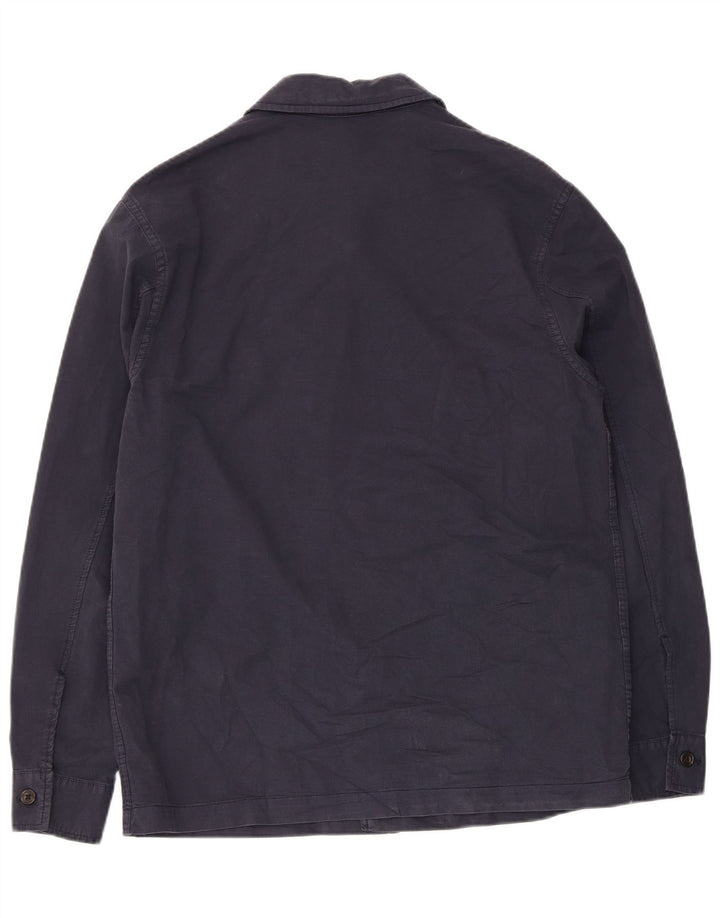 Zara Camisa masculina média azul marinho algodão