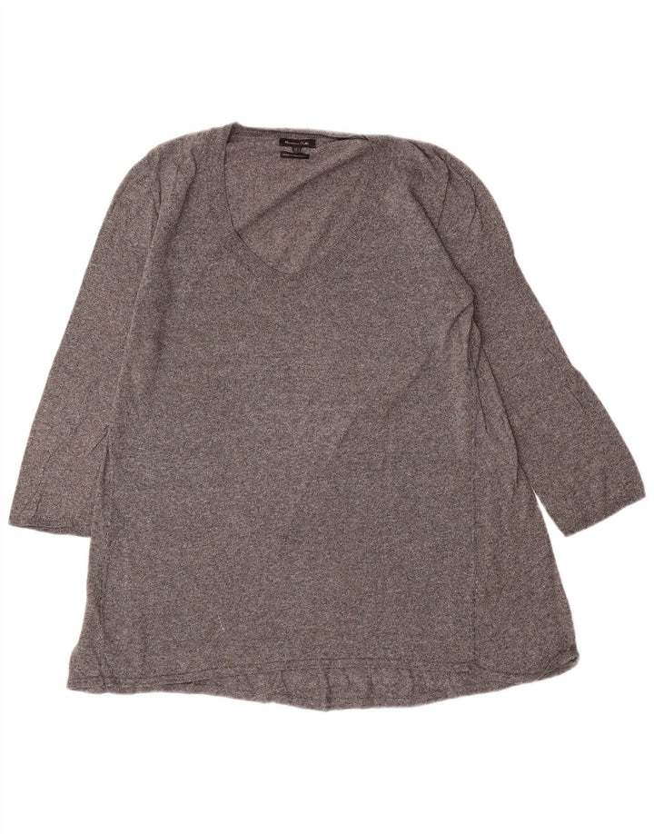 Túnica feminina Massimo Dutti manga 3/4 Reino Unido 14 grande cinza manchado