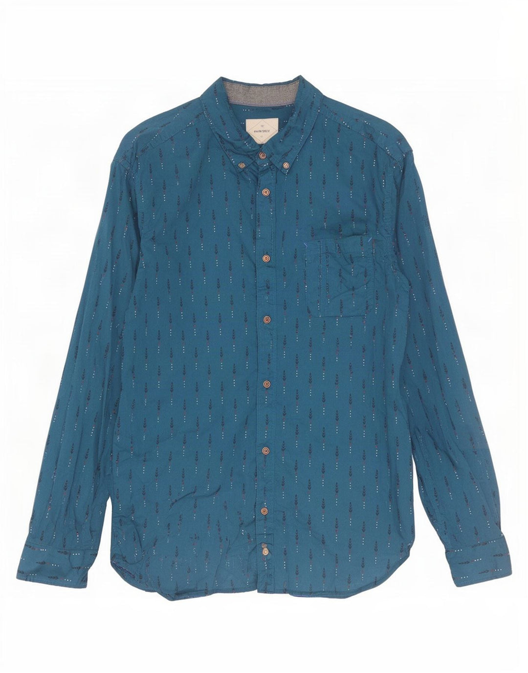 Camisa masculina White Stuff pequena listrada azul de algodão