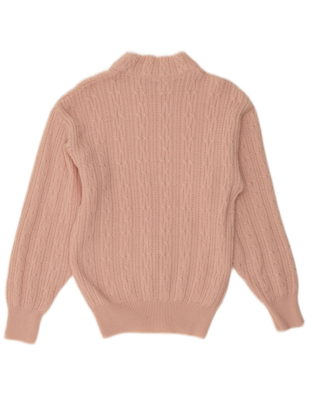 Suéter feminino VINTAGE com gola tartaruga Reino Unido 12 lã rosa médio