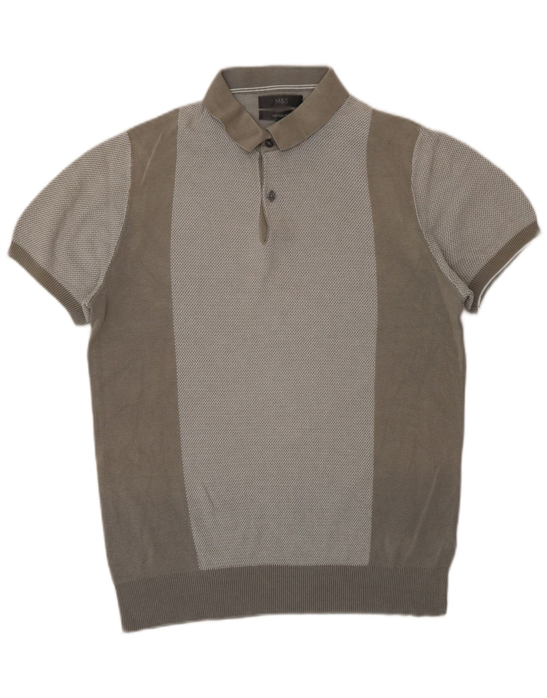 Suéter masculino Marks & Spencer de manga curta com gola polo, cinza pequeno