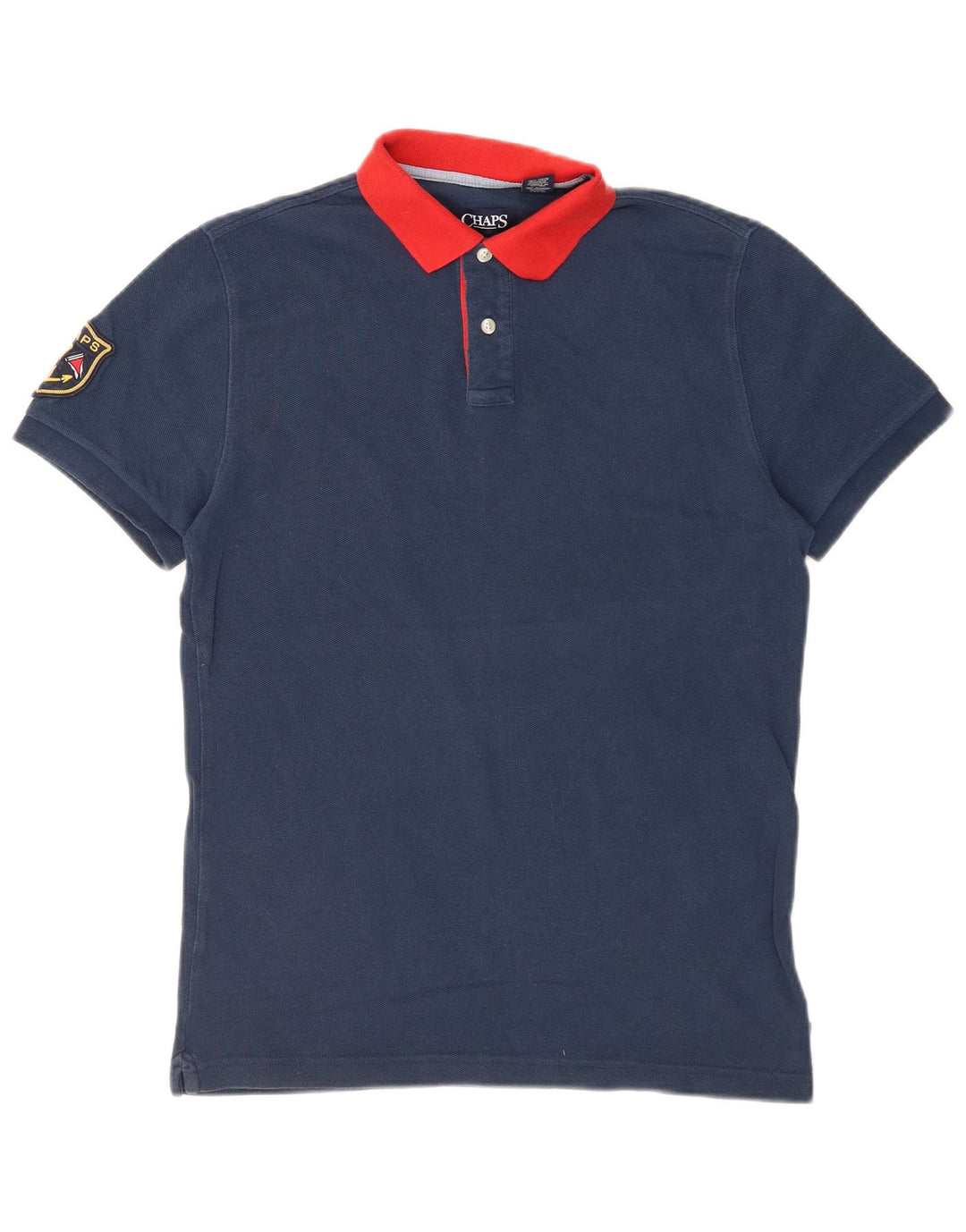 Camisa polo masculina de rugby CHAPS pequena algodão azul marinho