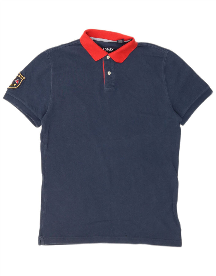 Camisa polo masculina de rugby CHAPS pequena algodão azul marinho