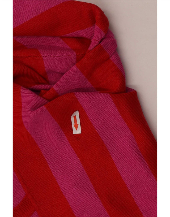 Zara Top curto feminino manga comprida Reino Unido 12 viscose listrada vermelha média