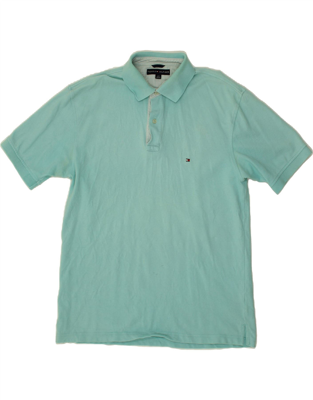 TOMMY HILFIGER Mens Polo Shirt Large Turquoise Cotton Vintage Tommy Hilfiger and Second-Hand Tommy Hilfiger from Messina Hembry 