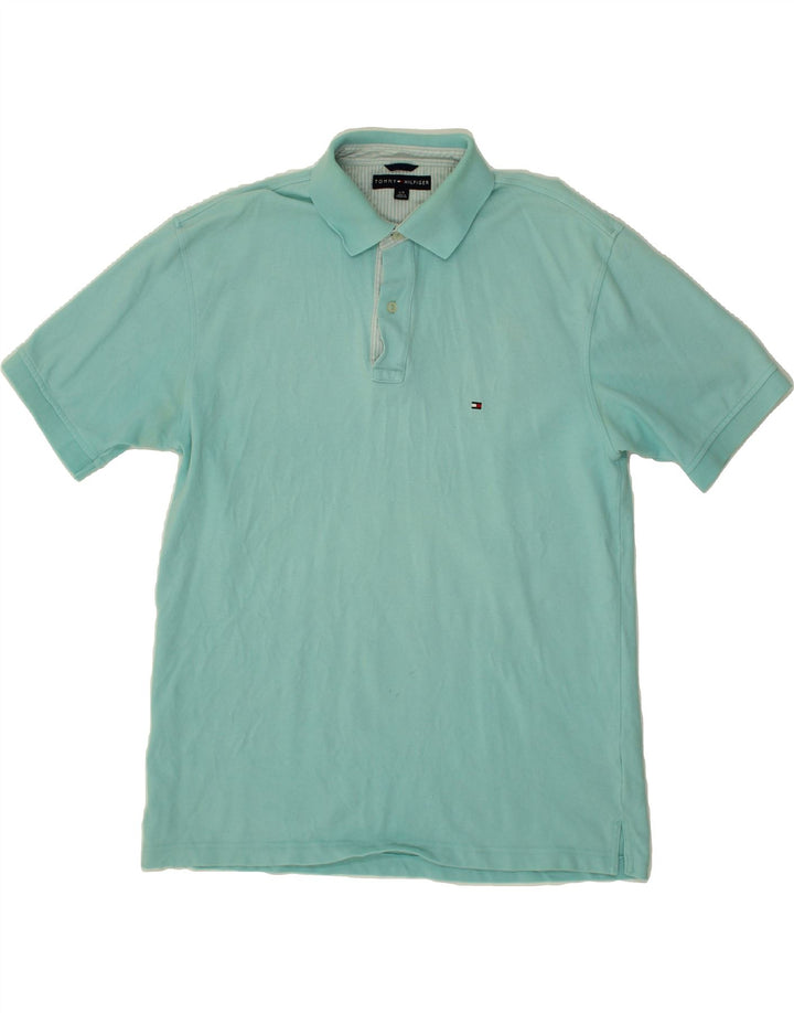 TOMMY HILFIGER Mens Polo Shirt Large Turquoise Cotton Vintage Tommy Hilfiger and Second-Hand Tommy Hilfiger from Messina Hembry 