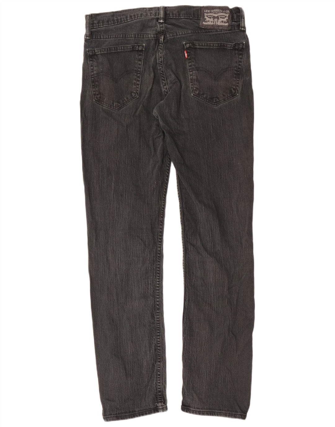 Calça jeans reta masculina Levi's desgastada W33 L32 algodão preto