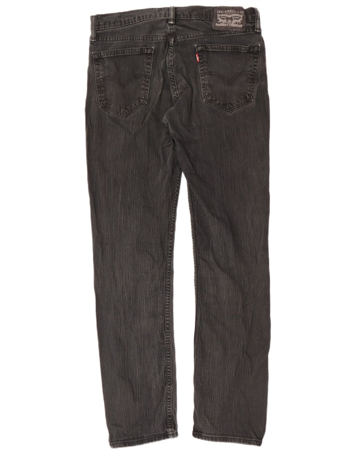 Calça jeans reta masculina Levi's desgastada W33 L32 algodão preto