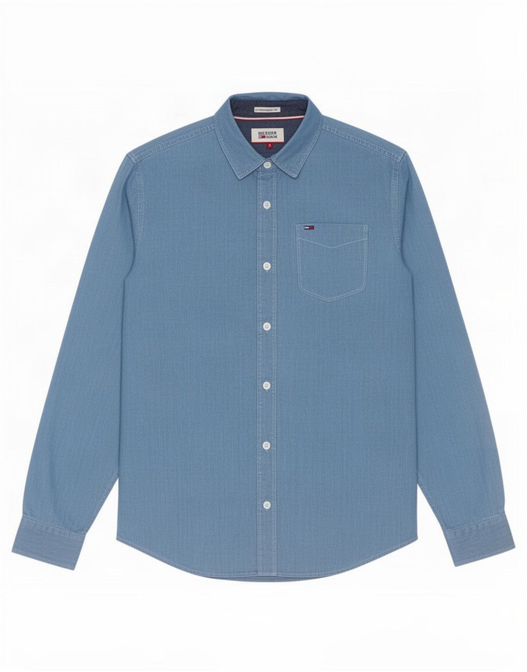 Camisa masculina Tommy Hilfiger pequena azul algodão