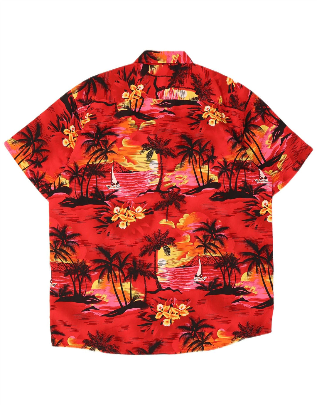 Camisa masculina havaiana de manga curta Lowes poliéster vermelho médio