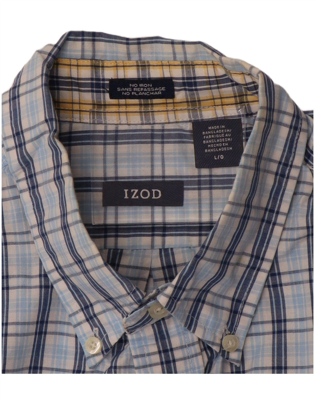 Camisa masculina IZOD grande algodão xadrez azul