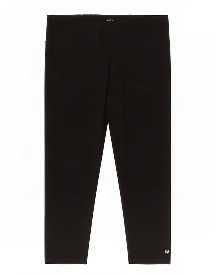 Leggings capri femininas Marks & Spencer Reino Unido 20 2XL poliéster preto