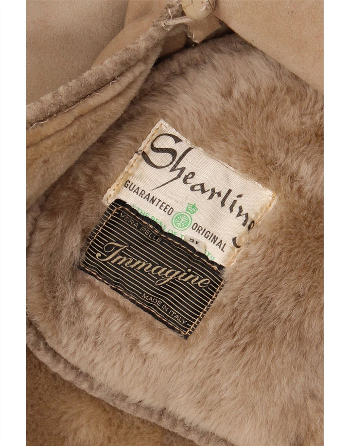 Casaco feminino VINTAGE de shearling IT 46 grande shearling bege