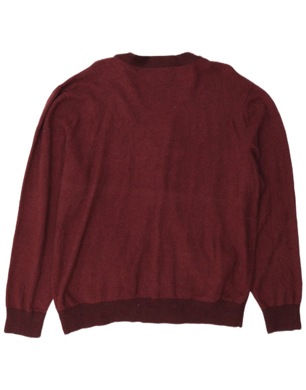 Suéter cardigã masculino Chaps 2XL algodão Borgonha