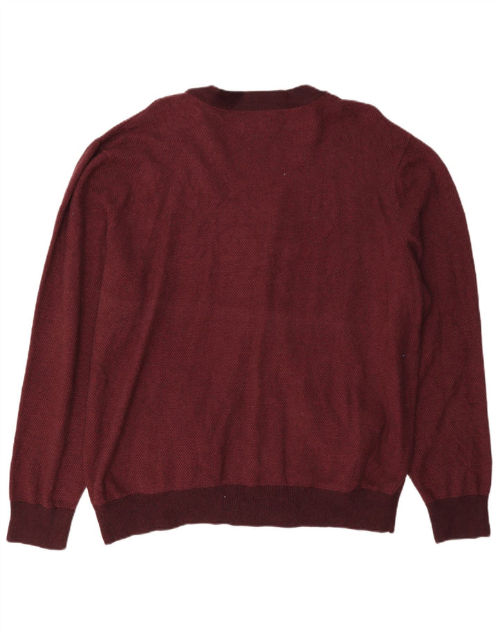 Suéter cardigã masculino Chaps 2XL algodão Borgonha