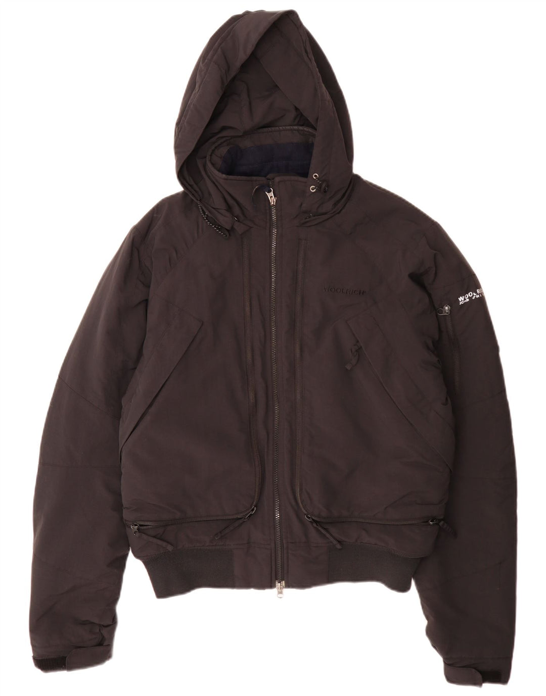 Jaqueta masculina Woolrich com capuz Bomber acolchoada Reino Unido 38 médio preto