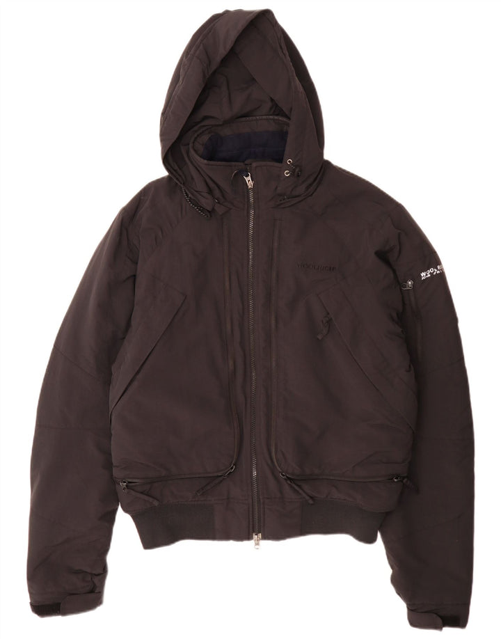 Jaqueta masculina Woolrich com capuz Bomber acolchoada Reino Unido 38 médio preto