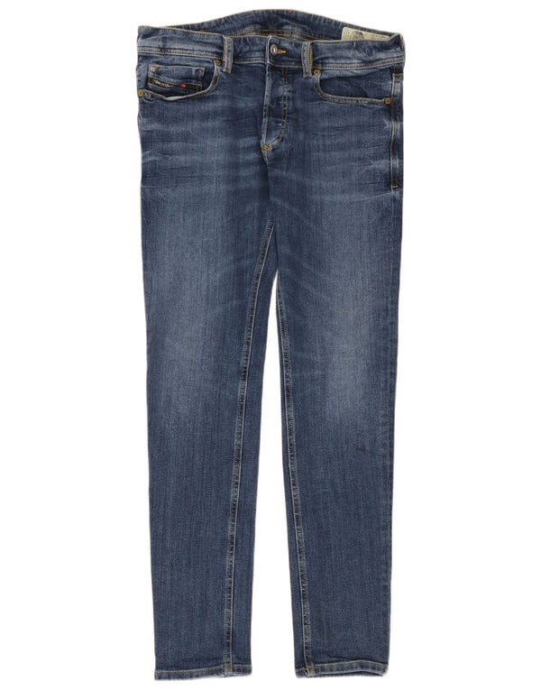 Diesel feminino Sleenker-x Slim Skinny Jeans W32 L30 Azul Algodão