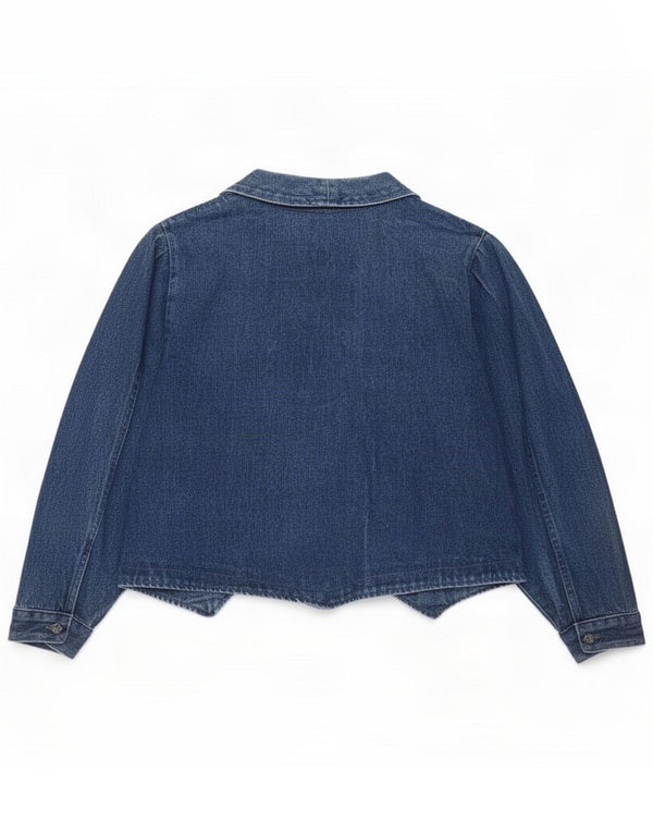 Jaqueta jeans aberta feminina vintage UK 18 XL Azul