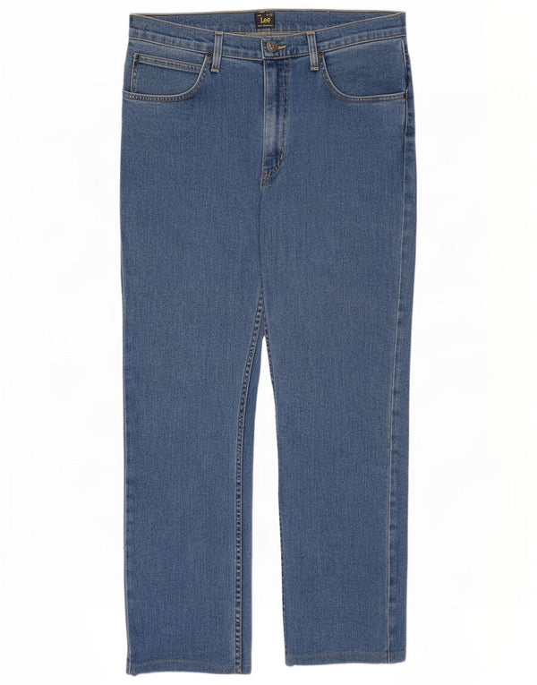 Lee Mens Brooklyn Straight Jeans W34 L30 Azul Algodão