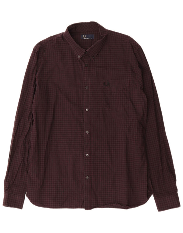 Camisa masculina Fred Perry XL algodão xadrez Borgonha