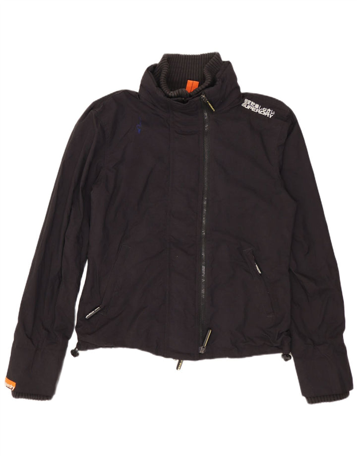 Jaqueta de chuva feminina Superdry UK 16 grande nylon preto