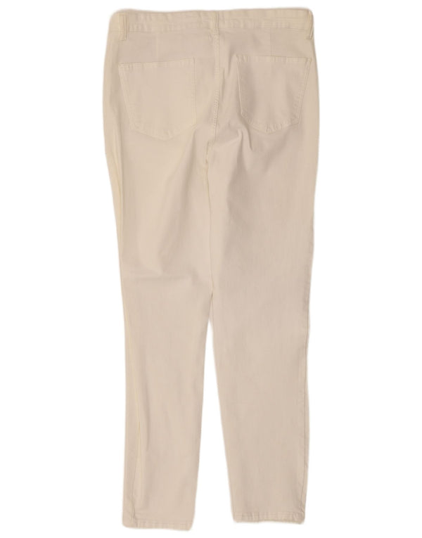 Calça feminina casual slim Zara EU 46 2XL W36 L28 algodão branco