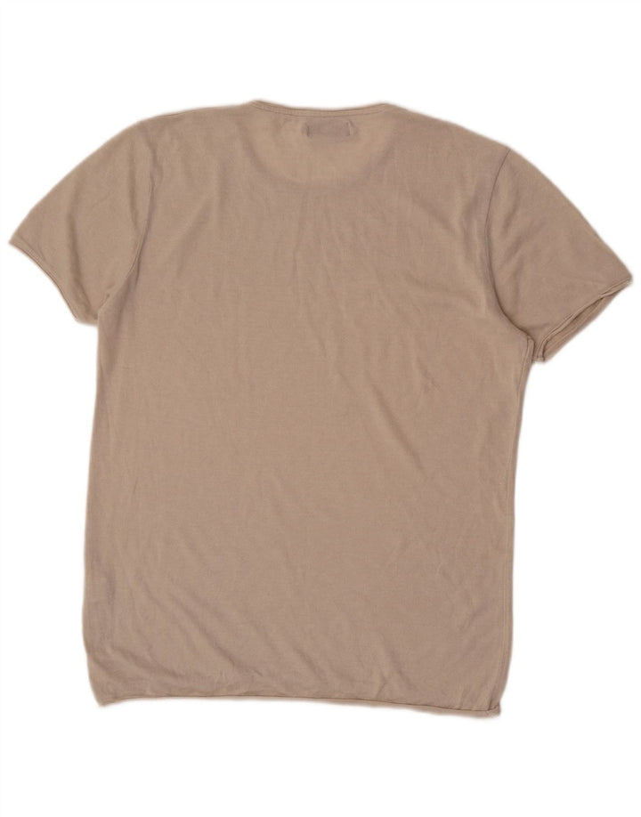 Camiseta masculina Zara Top grande algodão bege