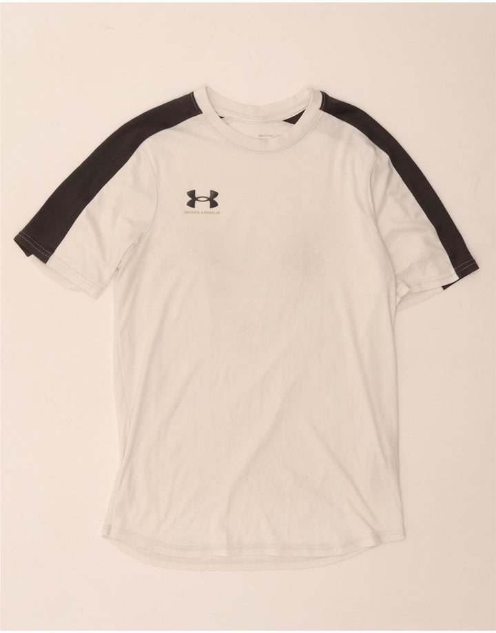 Under Armour Mens T-Shirt Top Pequeno Poliéster Colorblock Branco