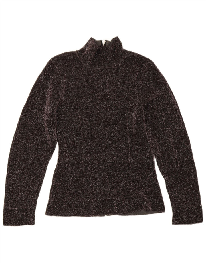 Suéter feminino Zara com gola tartaruga Reino Unido 12 viscose manchada preta média
