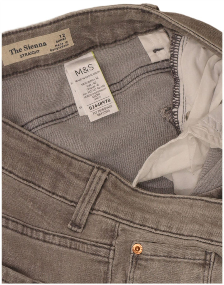 Marks & Spencer Feminino The Sienna Straight Jeans Reino Unido 12 Médio W30 L27 Cinza