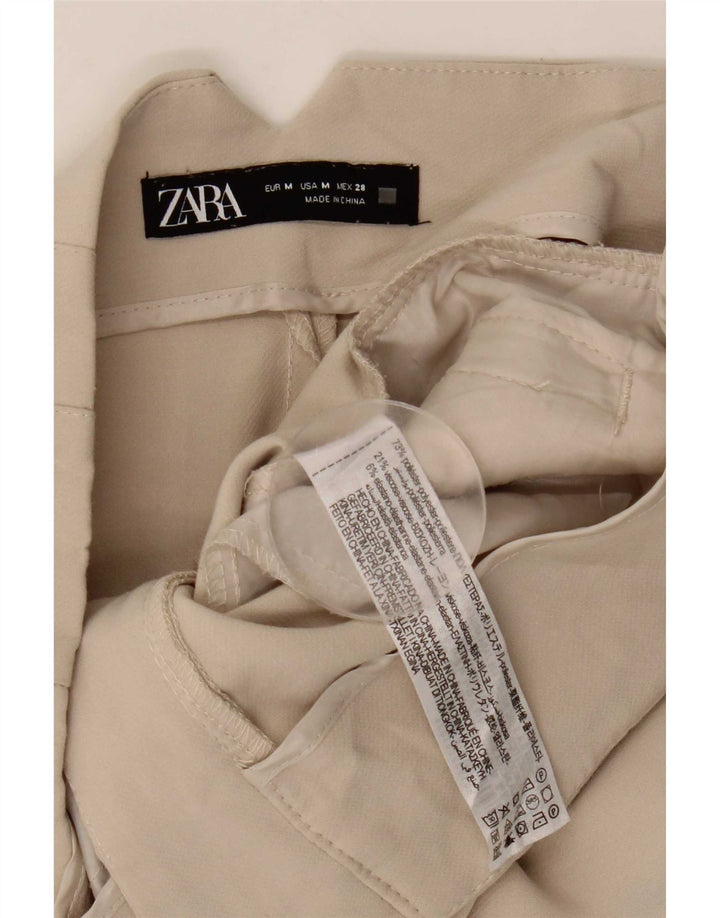 Zara Calça feminina casual cônica média W28 L26 poliéster bege