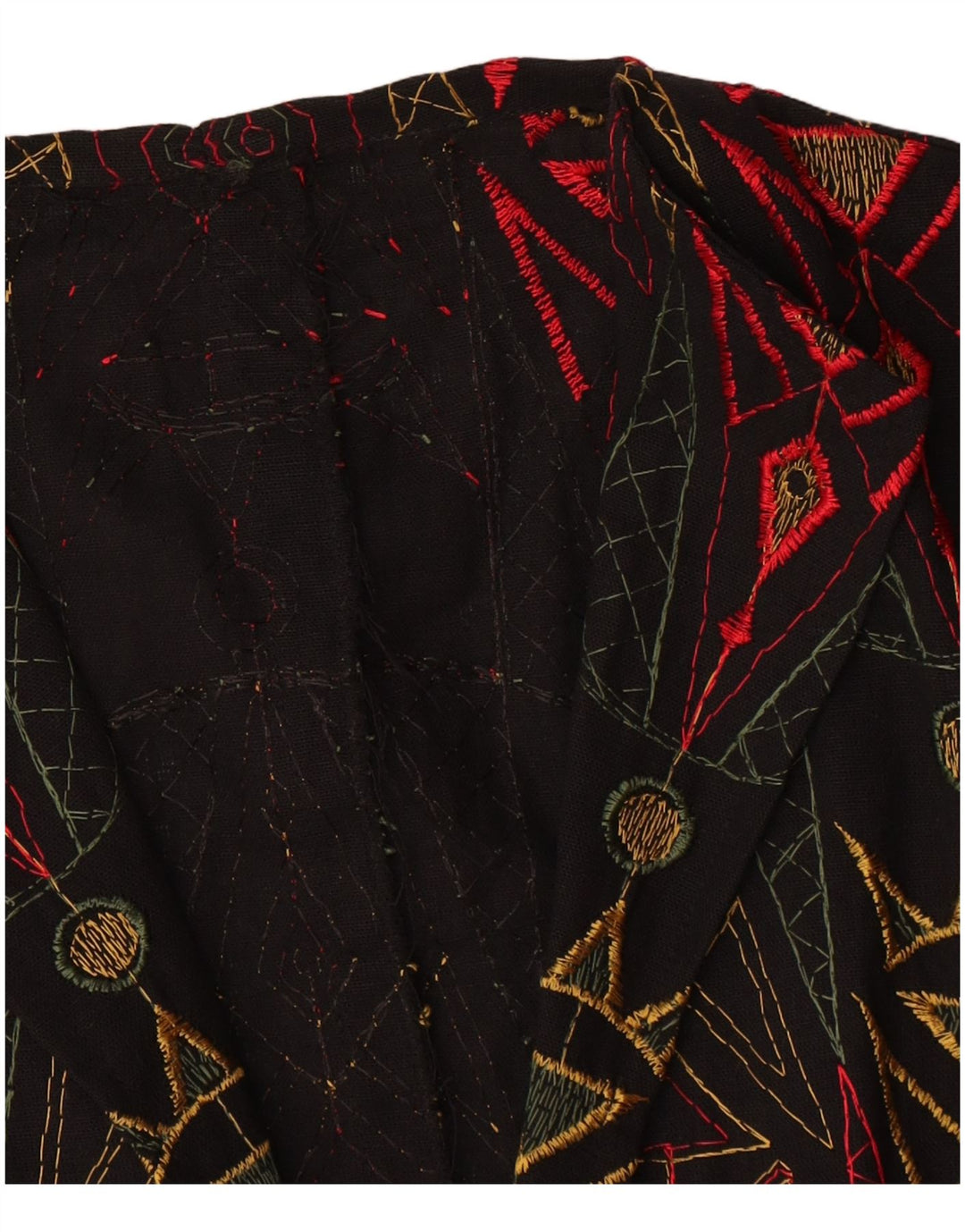Colete feminino vintage UK 12 médio preto geométrico