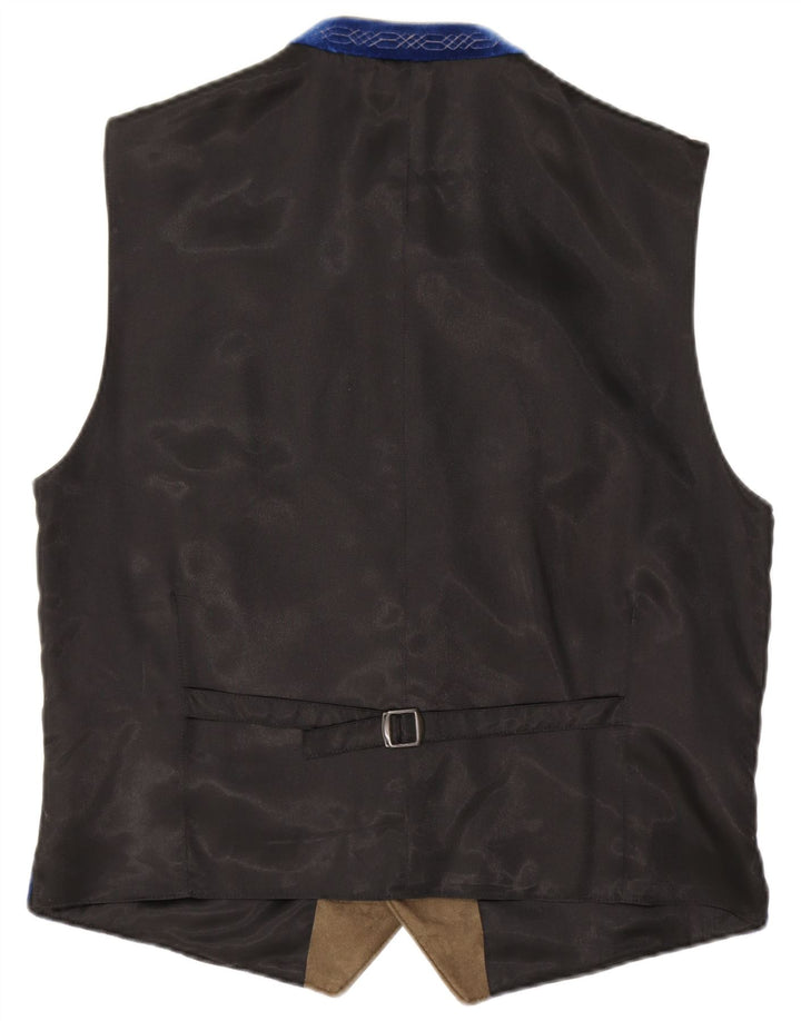 Colete masculino de veludo azul médio algodão