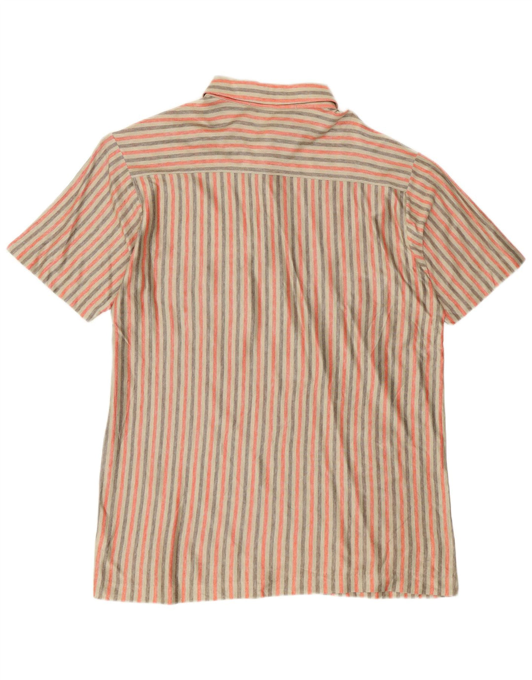 Pulôver masculino vintage de manga curta Camisa algodão listrado bege grande