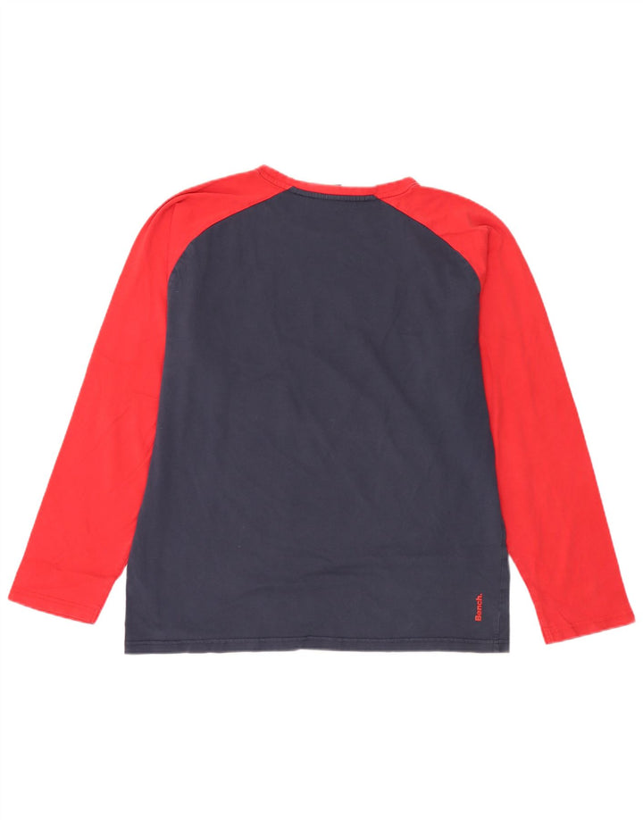 Top gráfico masculino Bench manga longa XL azul marinho algodão colorblock